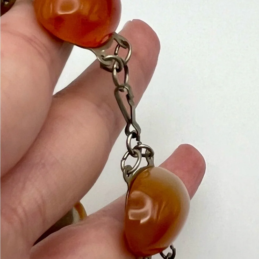 Vintage Large Chunky Carnelian Agate Link Bracelet - Picture 15 of 16
